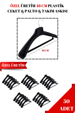 10 Adet Özel Üretim 48 Cm Ceket Askısı | Palto Askısı | Elbise Askısı 50 adet