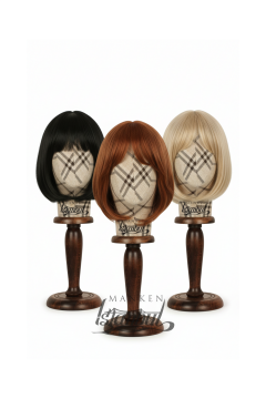 Bayan ahşap standlı kumaş kaplı kafa mankeni