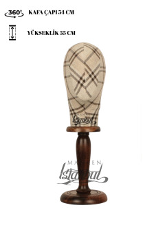 Bayan ahşap standlı kumaş kaplı kafa mankeni