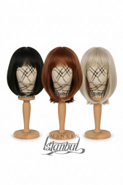 Bayan ahşap standlı kumaş kaplı kafa mankeni