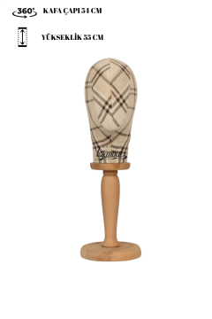 Bayan ahşap standlı kumaş kaplı kafa mankeni