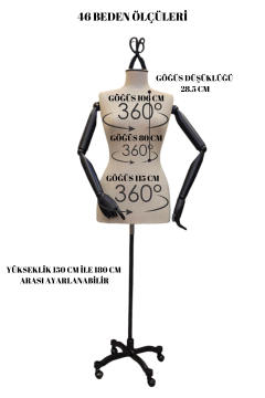 Delüks Büyük Beden (XL-XXL) Ahşap Kol Terzi Mankeni Vitrin Mankeni