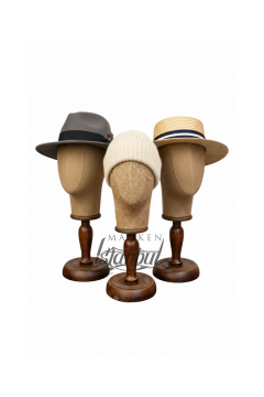 Bayan ahşap standlı kumaş kaplı kafa mankeni