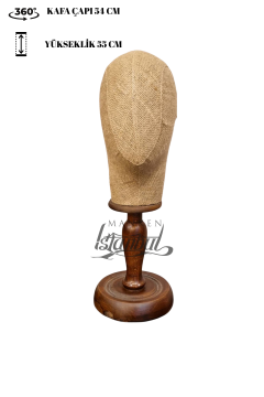 Bayan ahşap standlı kumaş kaplı kafa mankeni