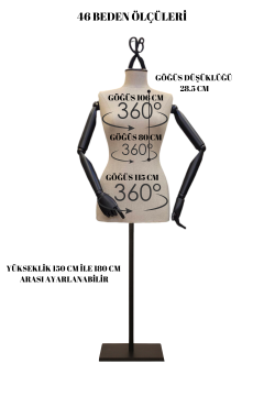 Büyük Beden (XL-XXL) Ahşap Kol Terzi Mankeni Vitrin Mankeni