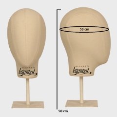 Bayan metal standlı kumaş kaplı kafa mankeni