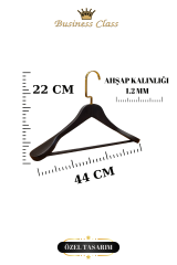 Business Class 5 Adet 44 Cm Masif Siyah Ahşap Palto Ceket askısı