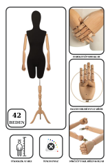 Pantolon Giyebilen Ahşap Kollu Terzi Mankeni Vitrin Mankeni 42 beden