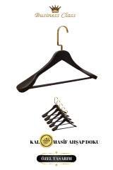 Business Class 5 Adet 44 Cm Masif Siyah Ahşap Palto Ceket askısı 5 ADET