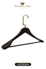 Business Class 5 Adet 44 Cm Masif Siyah Ahşap Palto Ceket askısı 5 ADET