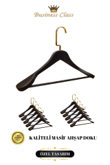 Business Class 5 Adet 44 Cm Masif Siyah Ahşap Palto Ceket askısı 10 ADET