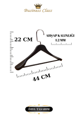 Business Class 5 Adet 44 Cm Masif Siyah Ahşap Palto Ceket askısı
