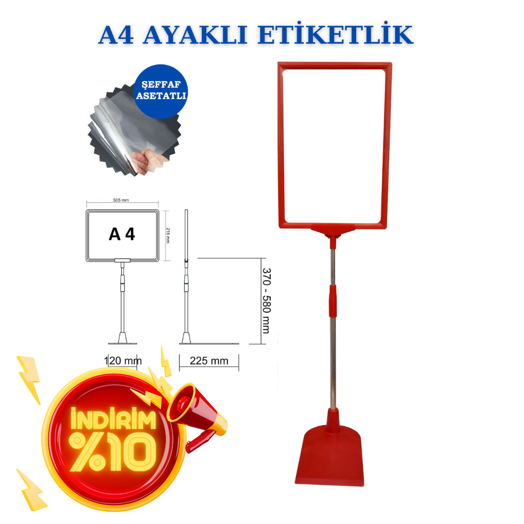 A4 Ayaklı Etiketlik Fiyat Etiketi Sepet Etiketi