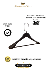 Business Class 5 Adet 44 Cm Masif Siyah Ahşap Palto Ceket askısı 5 ADET