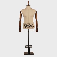 Erkek ahşap kollu deri kumaş terzi mankeni