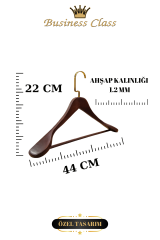 Business Class 5 Adet 44 Cm Masif  Ahşap Palto Ceket askısı 5 ADET