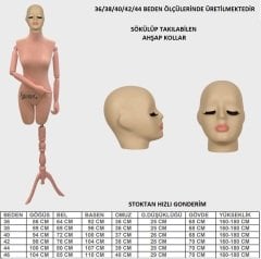 Pantolon Giyebilen Ahşap Kollu Özel Kafa Terzi Mankeni Vitrin Mankeni