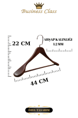 Business Class 5 Adet 44 Cm Masif  Ahşap Palto Ceket askısı
