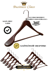 Business Class 5 Adet 44 Cm Masif  Ahşap Palto Ceket askısı 10 ADET