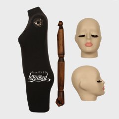 Pantolon Giyebilen Ahşap Kollu Özel Kafa Terzi Mankeni Vitrin Mankeni