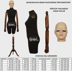 Pantolon Giyebilen Ahşap Kollu Özel Kafa Terzi Mankeni Vitrin Mankeni