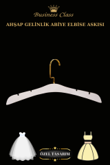 Business Class 44 Cm Beyaz Ahşap Gold Kanca Gelinlik Abiye Askısı