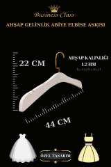 Business Class 44 Cm Beyaz Ahşap Gold Kanca Gelinlik Abiye Askısı