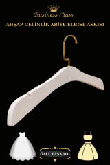 Business Class 44 Cm Beyaz Ahşap Gold Kanca Gelinlik Abiye Askısı 3 ADET