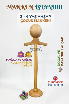 Ahşap Çocuk Estetik Vitrin Mankeni 3/4 Yaş