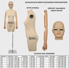Pantolon Giyebilen Ahşap Kollu Özel Kafa Terzi Mankeni Vitrin Mankeni