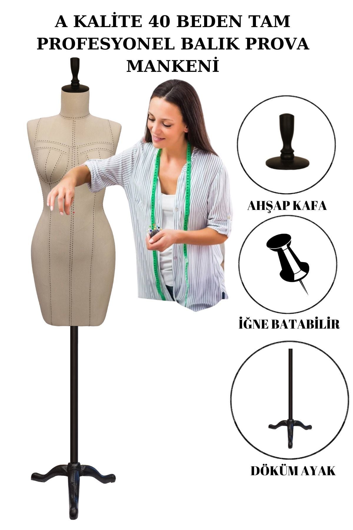Balık 40 Beden Profesyonel Terzi Mankeni Prova Mankeni