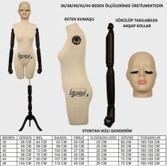 Pantolon Giyebilen Ahşap Kollu Özel Kafa Terzi Mankeni Vitrin Mankeni