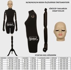 Pantolon Giyebilen Ahşap Kollu Özel Kafa Terzi Mankeni Vitrin Mankeni