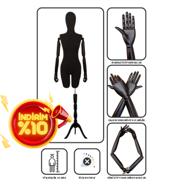 Pantolon Giyebilen Ahşap Kollu Terzi Mankeni Vitrin Mankeni