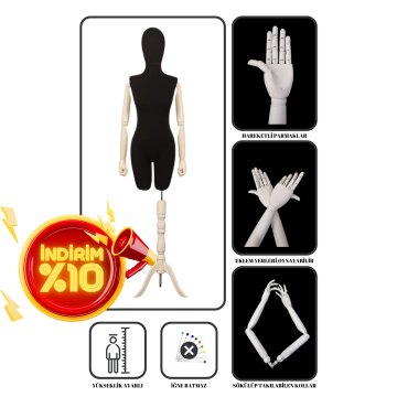 Pantolon Giyebilen Ahşap Kollu Terzi Mankeni Vitrin Mankeni