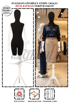 Pantolon Giyebilen Ahşap Kollu Terzi Mankeni Vitrin Mankeni