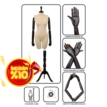 Pantolon Giyebilen Ahşap Kollu Terzi Mankeni Vitrin Mankeni