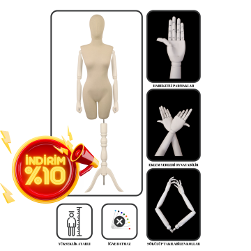 Pantolon Giyebilen Ahşap Kollu Terzi Mankeni Vitrin Mankeni