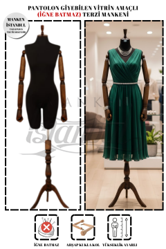 Pantolon Giyebilen Ahşap Kollu Terzi Mankeni Vitrin Mankeni