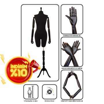 Pantolon Giyebilen Ahşap Kollu Terzi Mankeni Vitrin Mankeni