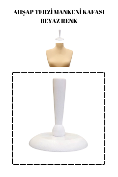 Terzi Mankeni Beyaz Ahşap Kafa Beyaz Terzi Mankeni Şapkası