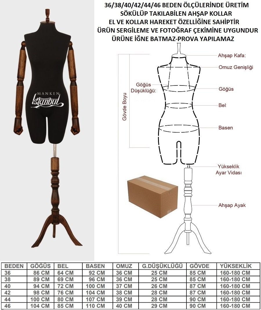 Ahşap Kukla Kollu Bayan Terzi Mankeni Kiralama