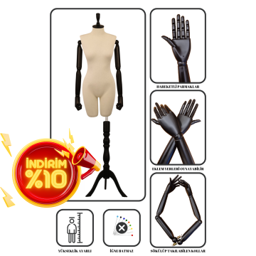 Pantolon Giyebilen Ahşap Kollu Terzi Mankeni Vitrin Mankeni