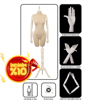 Pantolon Giyebilen Ahşap Kollu Terzi Mankeni Vitrin Mankeni