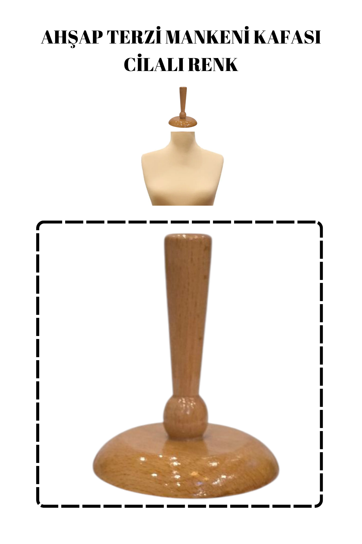 Terzi Mankeni Cilalı Ahşap Kafa Cilalı Terzi Mankeni Şapkası