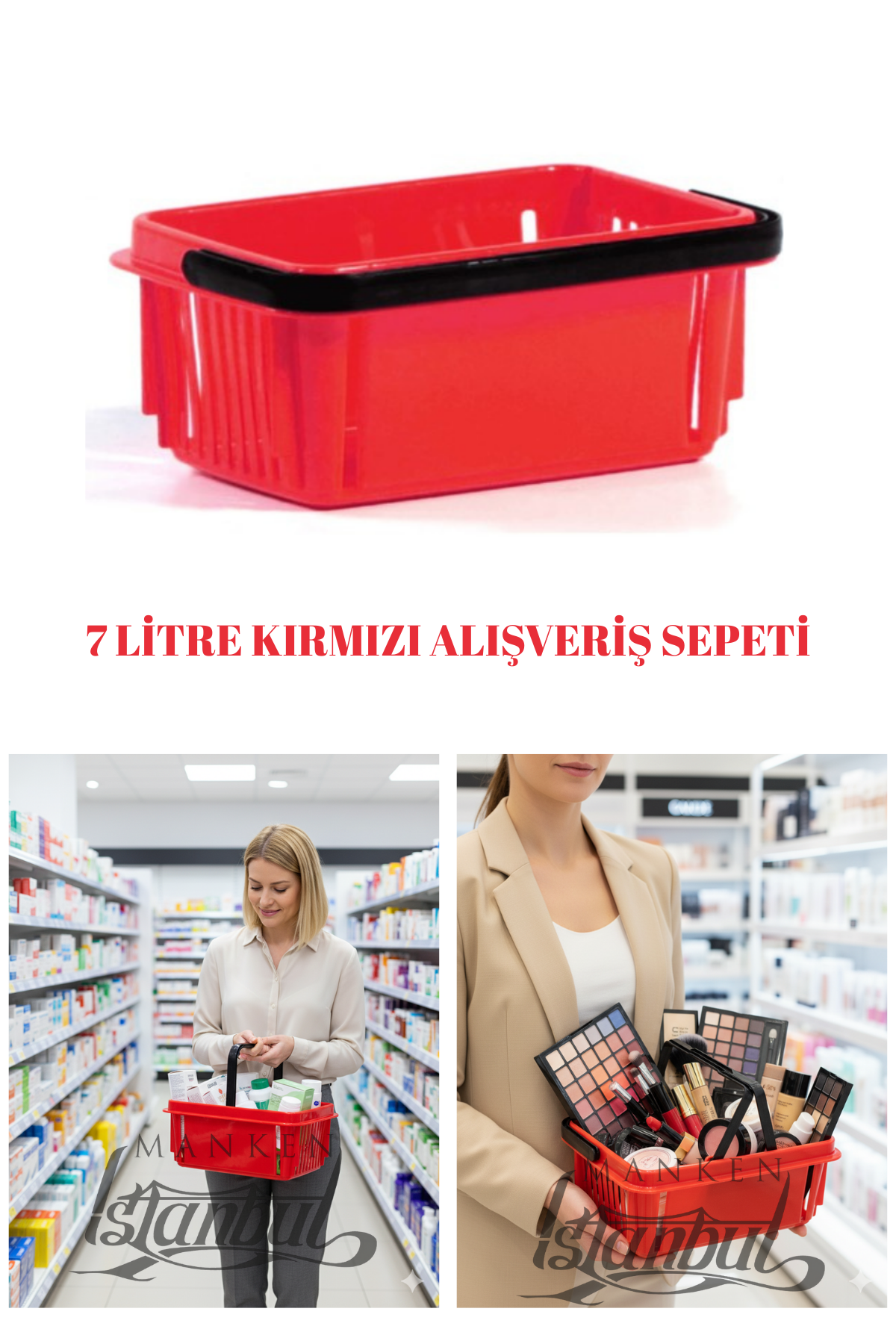 7 Litre Kozmetik Sepeti Bijuteri Sepeti Kırtasiye Sepeti Hırdavat Sepeti KIRMIZI - 10 ADET