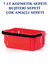7 Litre Kozmetik Sepeti Bijuteri Sepeti Kırtasiye Sepeti Hırdavat Sepeti KIRMIZI - 2 ADET
