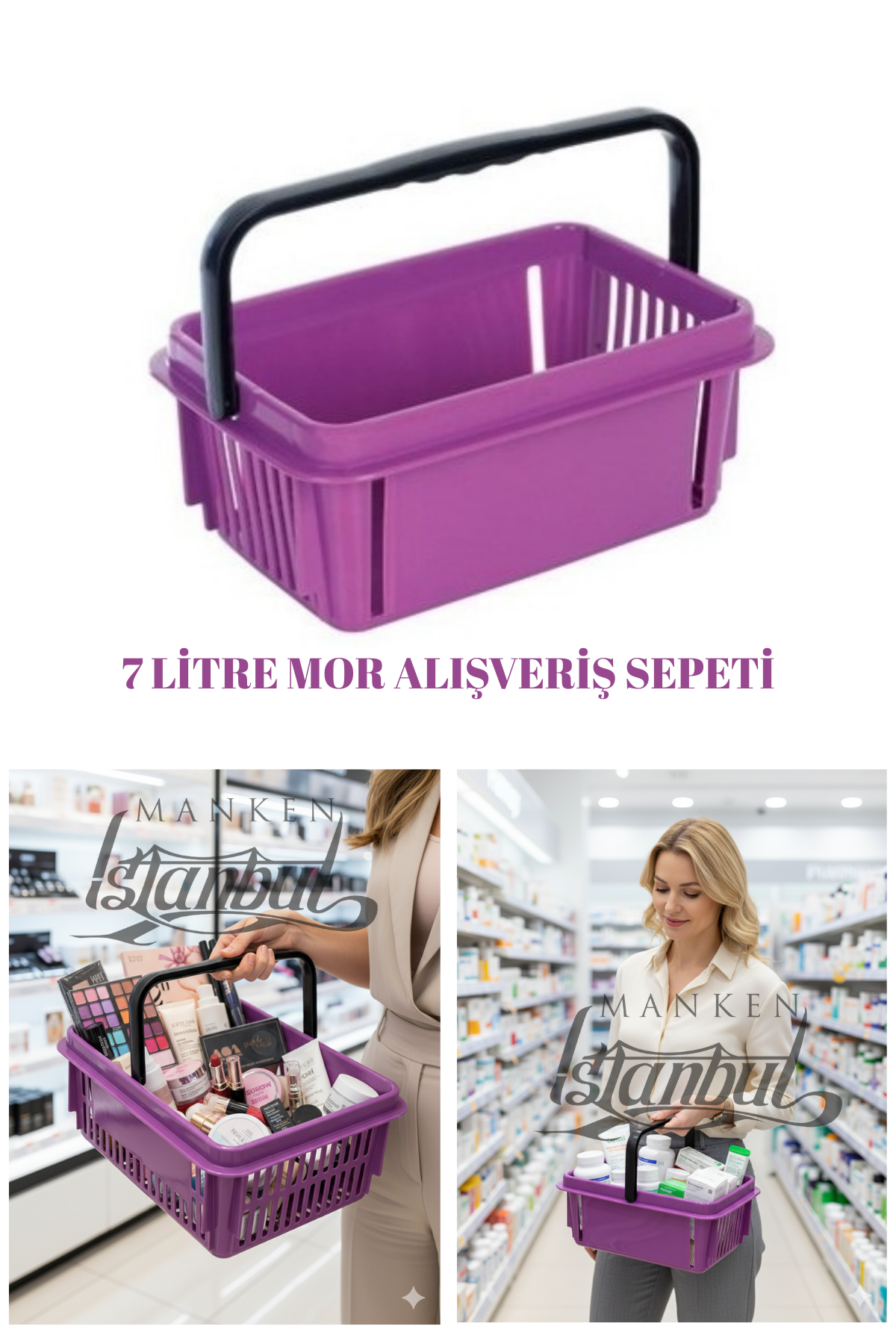 7 Litre Kozmetik Sepeti Bijuteri Sepeti Kırtasiye Sepeti Hırdavat Sepeti MOR - 2 ADET