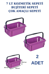 7 Litre Kozmetik Sepeti Bijuteri Sepeti Kırtasiye Sepeti Hırdavat Sepeti MOR - 2 ADET