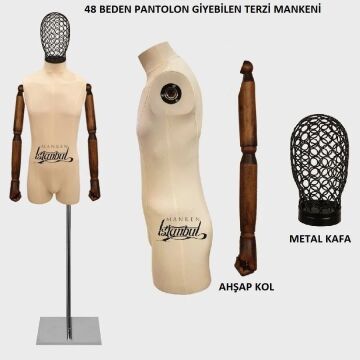 Keten Kumaş Pantolon Giyebilen Terzi Mankeni Vitrin Mankeni